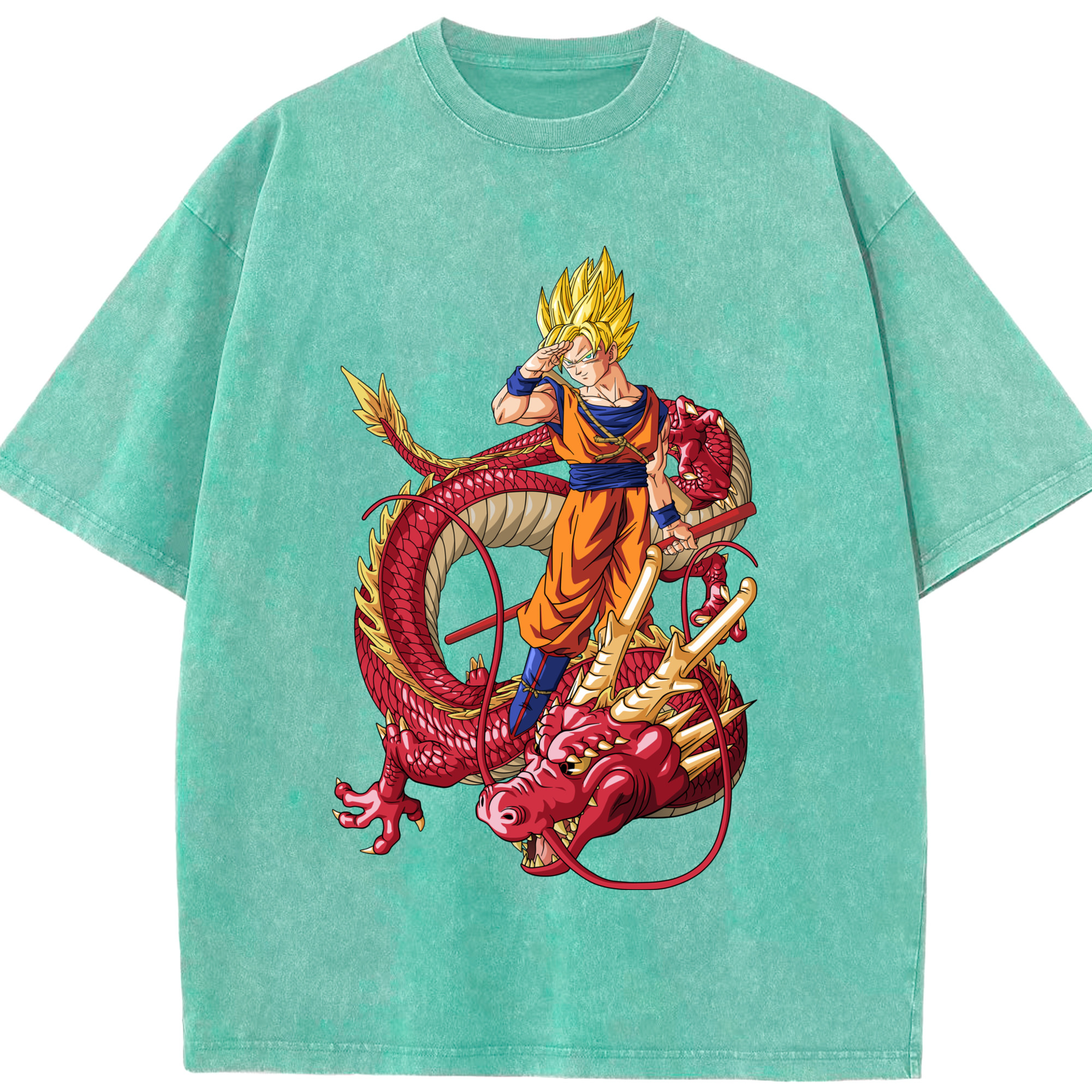 （画像用） ドラゴンボール 孫悟空（そん ごくう）Son Goku カカロット DRAGON BALL Kakarotto 綿100% ヴィンテージ風 半袖Tシャツ（フロントプリント）